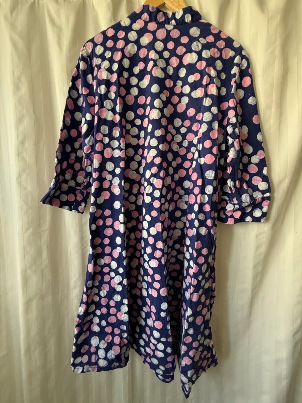 Zuri Sprinkles Dress Blue Batik Cotton Size L Long VGUC - Picture 3 of 3